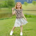 thumbnail image 5 of DeHolifer Girls T-Shirts Crewneck Kids Ruffle camouflage Cute Shirts Casual Summer Elegant Tee Tops for 8 Years, 5 of 7