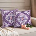 thumbnail image 2 of Purple Boho Outdoor Waterproof Pillow Covers, Ethnic Geometric Middle Century Art Decorative Square Throw Pillowcase Sofa Cushion Sham for Patio/Couch/Chair, 24"x24" 2 Pack, 2 of 8