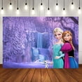thumbnail image 1 of Fondo de foto de fiesta de Frozen, fondo colorido de dibujos animados, Anna, Elsa, Reina de la nieve, feliz cumpleaños, Baby Shower, 1 of 4