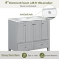 thumbnail image 5 of 36" Bathroom Vanity with Resin Sink, Grey Solid Wood Cabinet, 4 Soft-Close Doors & 2 Drawers, Freestanding Storage Vanity Set, 5 of 8