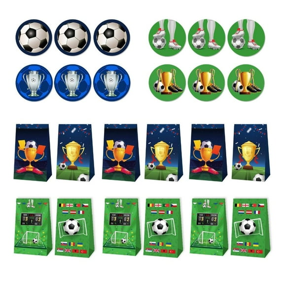 Tizuqe Sports Birthday Party Gift Bags Colorful Soccer Designed Stand Up Treat Bags
