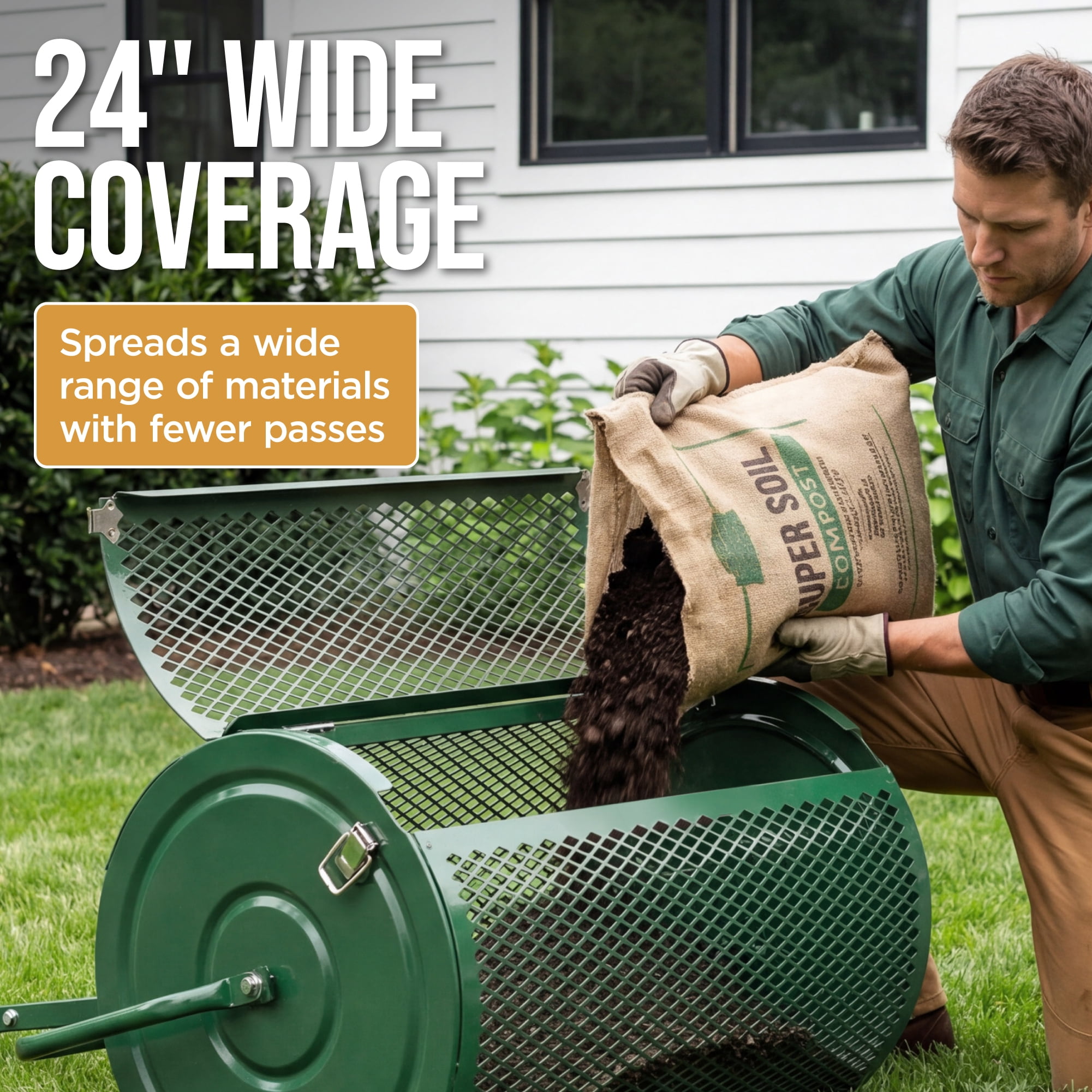Best Choice Products 24" Compost Spreader, Steel Lawn & Peat Moss Topdresser, Adjustable T-Shaped Handle