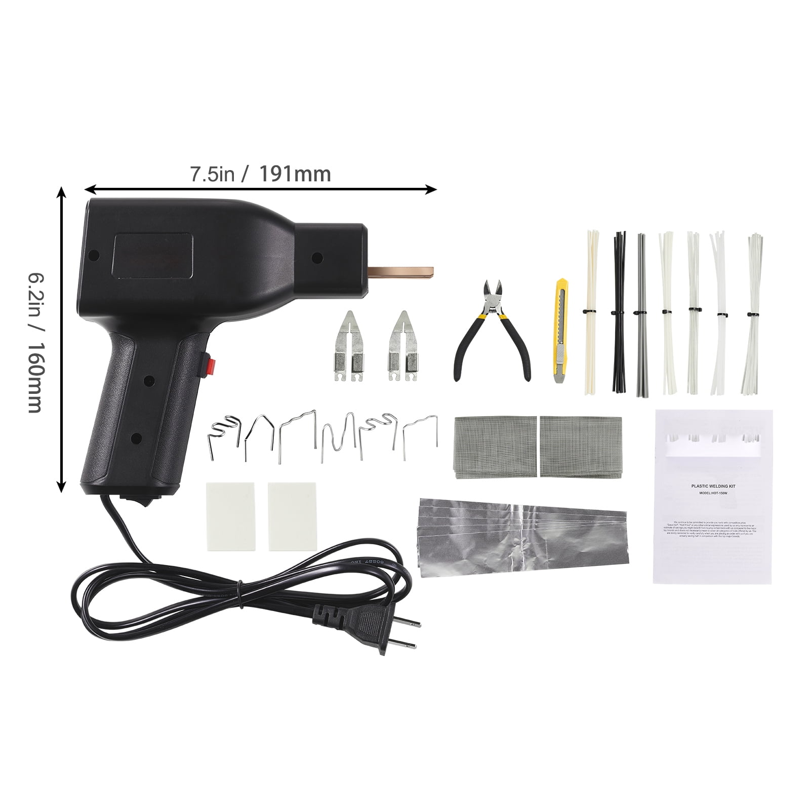 BENTISM Plastic Welder Kit, 70/150W Dual Power Plastic Welder Soldering Gun with 56PCS Weld Rods, 800PCS Hot Stapler Welding Machine Car Bumper Repair Kit, 6 Types Staples for Bumper/Kayak