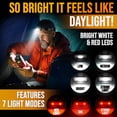 thumbnail image 4 of Foxelli Lampe de Poche LED pour Adultes et Enfants, Course, Camping, Randonnée avec Lumière Blanche et Rouge, Phare Léger et Étanche avec Bandeau Confortable, 3 Piles AAA Incluses, 4 of 10