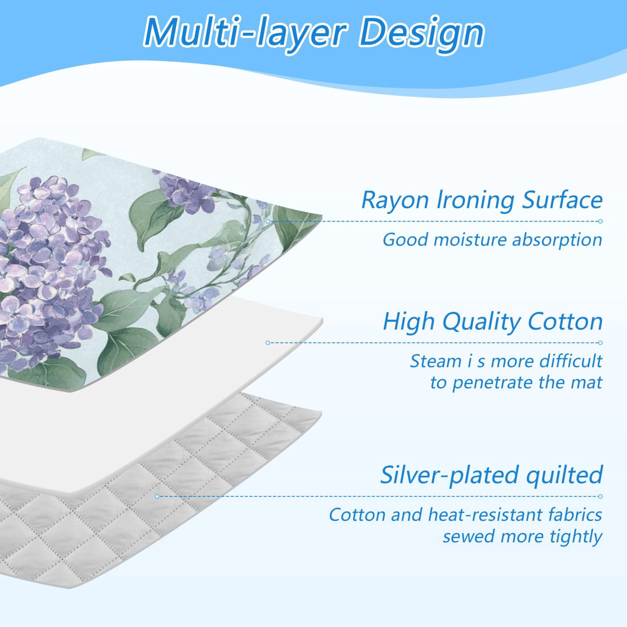Elegant Lilac Flowers with Butterflies Ironing Mat Blanket Portable Travel Ironing Pad Heat Resistant Pad 47.2" x 27.6”