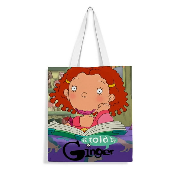 As Told by Ginger-theme canvas Tote Bag for Women Aesthetic Shopping Grocery Reusable Bags with Inner Zipper Women Gift 13.8 x 15.8 inches（35x40cm）