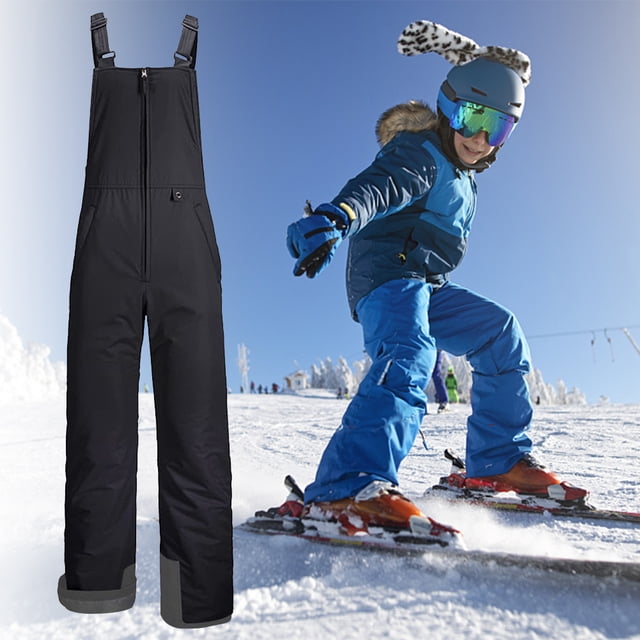 Mono de esquí para adultos Pantalones de snowboard Pantalones de abrigo de esquí unisex (L para niños) Negro Monos de abrigo de esquí