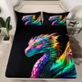 thumbnail image 2 of Manfei Wild Dragon Bed Sheets,Cute Cartoon Animal King Sheets,Western Fantasy Sheet Set For Teens,Breathable Home Decor,4-Piece, 2 of 7