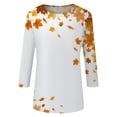 thumbnail image 5 of Womens Tops 3/4 Sleeve,Plus Size Fall Shirts for Women Casual Floral Printed Three Quarter Tunic top Loose Fit L, 5 of 6