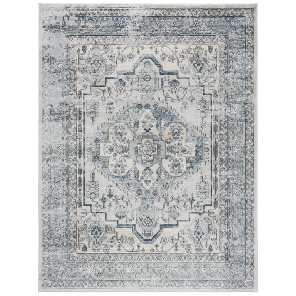SAFAVIEH Oregon Creighton Floral Bordered Area Rug, Light Blue/Ivory, 11' x 15'