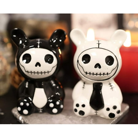 Ebros Furry Bones Bun Bun Rabbits Salt And Pepper Shakers Ceramic Set 3.5