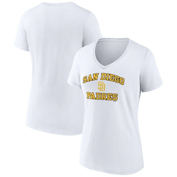 Women's White San Diego Padres Heart and Soul V-Neck T-Shirt