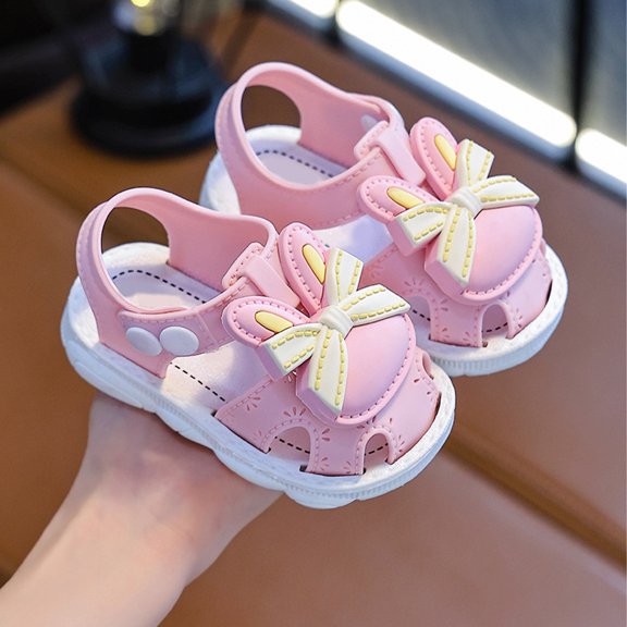 XinghaiYIDE Baby/Toddler Girls' Cartoon Rabbit Closed-Toe Sandals,Soft Sole Summer Beach Shoes,Breathable Quick-Dry Water Shoes with Cute Bow Design,Adjustable Non- Footwear for Toddlers