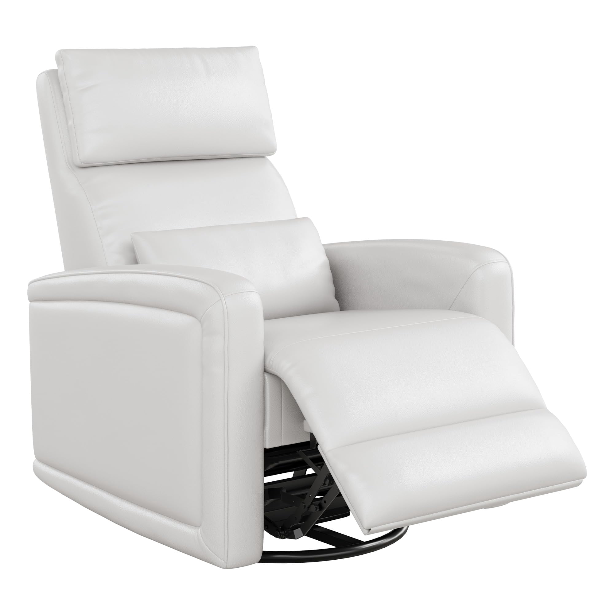 Adult Manual Recliner,Simulated Leather Sofa Rocking Chair with 360° Swivel,Living Room Armchair with Adjustable Backrest and Footstool,Home Theater Seating,Reclining Recliner with Concealed Pull