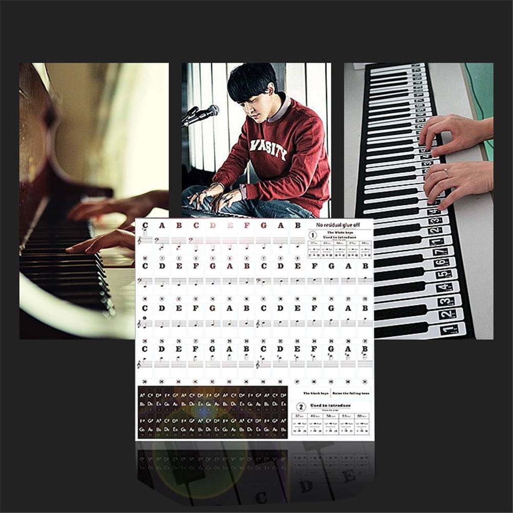Transparent 54 61 Keys Electronic Keyboard Key Sticker Piano Stave Note Sticker For White Keys Walmart Com Walmart Com
