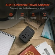 HyperGear WorldCharge Universal Travel Adapter with USB/USB-C (Black), 15822