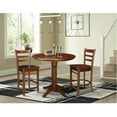 thumbnail image 3 of 36" Round Solid Wood Pedestal Counter Height Table in Espresso & 2 Stools, 3 of 8