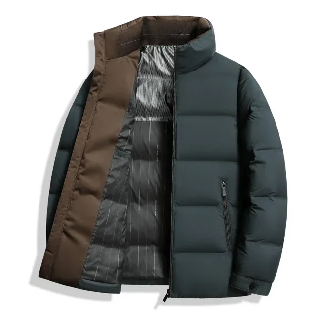 Chaqueta de plumón de pato de invierno para hombre, cuello alto, ligera, de lujo, para negocios, abrigo de invierno para hombre, chaqueta ligera, gruesa y cálida para hombre