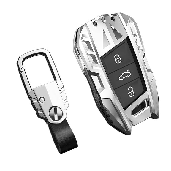 for Volkswagen Key Fob Cover with Keychain,Stylish and Durable Zinc Alloy Protection Key Case Compatible with VW Jetta Atlas Golf Passat Alltrack Arteon Tiguan Taos Smart Key shell Accessories