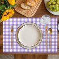 thumbnail image 4 of Purple Placemats Set of 8, Country French Rustic Buffalo Plaid Modern Art Placemats for Dining Table, Place Mats for Kitchen Tabletop, Waterproof Wipeable Dining Table Mats Set, 4 of 9