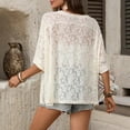 thumbnail image 5 of Lumistal Women's Mesh Top Round Neck Short Sleeve Lace Shirt for Women See Through T Shirt Party Club Night Lace Blouse Summer Music Festival Outfit White M, 5 of 6