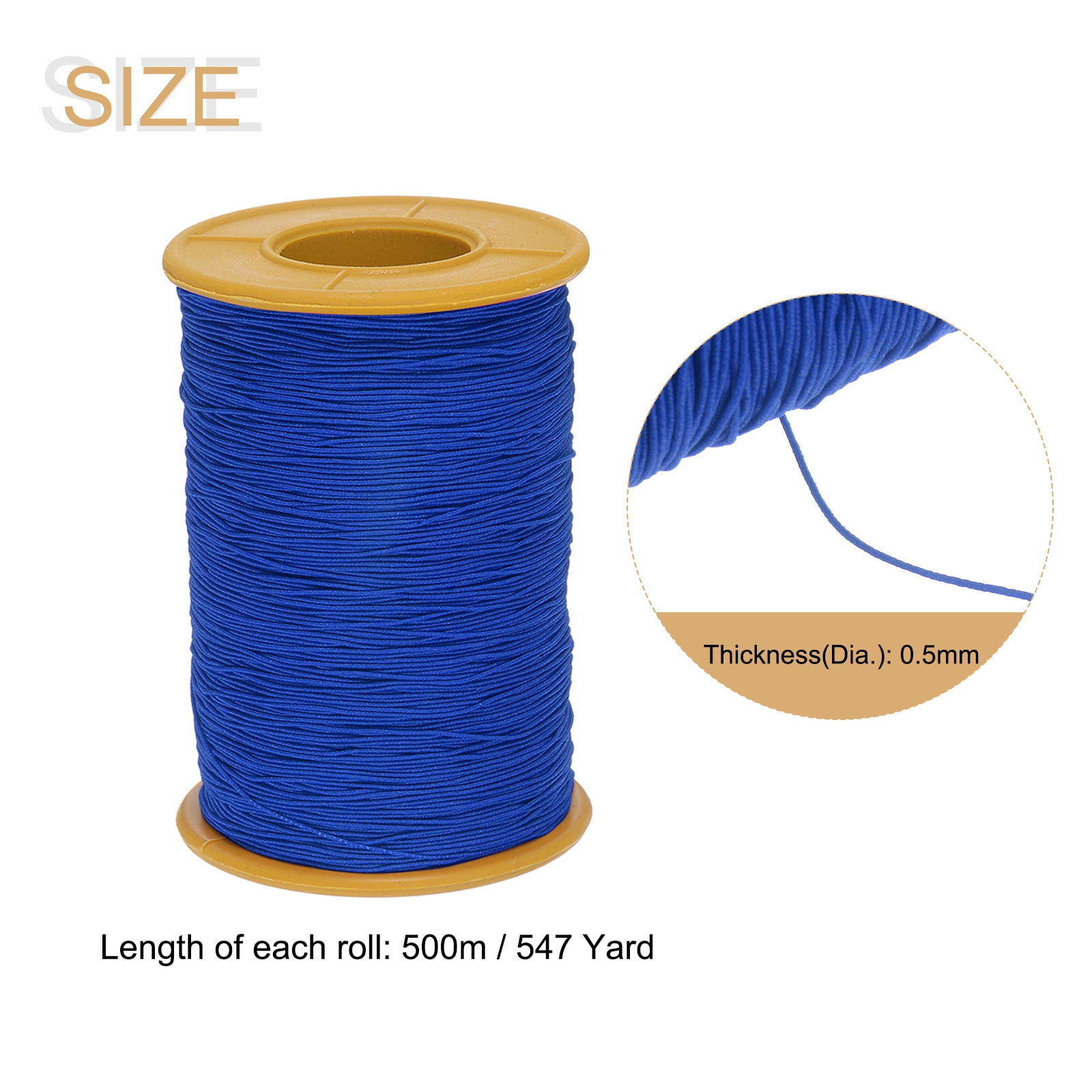 Uxcell 2pcs Elastic Sewing Thread 547 Yards 0.5mm Thickness Latex Sewing Thread for Hand Sewing, Gathering, Blue