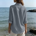 thumbnail image 5 of VBVC Women's Cotton-Linen Button Down Shirt , Ladies' Lightweight Long Sleeve Blouse , Casual Collared Tunic For Women,Gray,S-2XL, 5 of 10