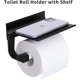 thumbnail image 2 of Toilet Roll Holder With Shelf Aluminyo Wall Mounted Adhesive Glue And Drilling Screws For Bathroom(black), 2 of 4