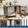 thumbnail image 4 of 42" Dog Crate Furniture with Cushion,Wooden Kennel Table with Double Doors,Indoor Dog House, Doghouse with Pull-Out Tray,Multi-Purpose Pet Kennel and Stylish End Table,Space-Saving Design, 4 of 9