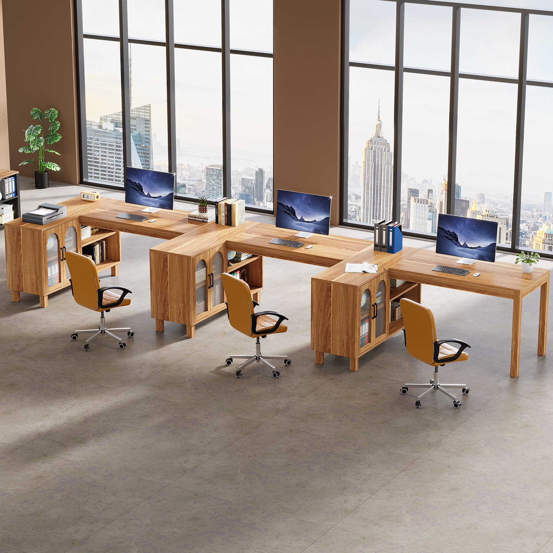 Tribesigns L Shaped Desk with Storage Cabinet, 59-Inch Corner Computer Desk, Home Office Desk with Storage Shelves, Corner Desk for Gaming, Writing, Working, Study, Easy to Assemble (Brown)