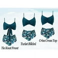 thumbnail image 6 of Women High Waisted String Floral Printed 2 Piece Bathing Suits Cross Wrap Push Up Top Tie Back Bikini Swimsuits, 6 of 9