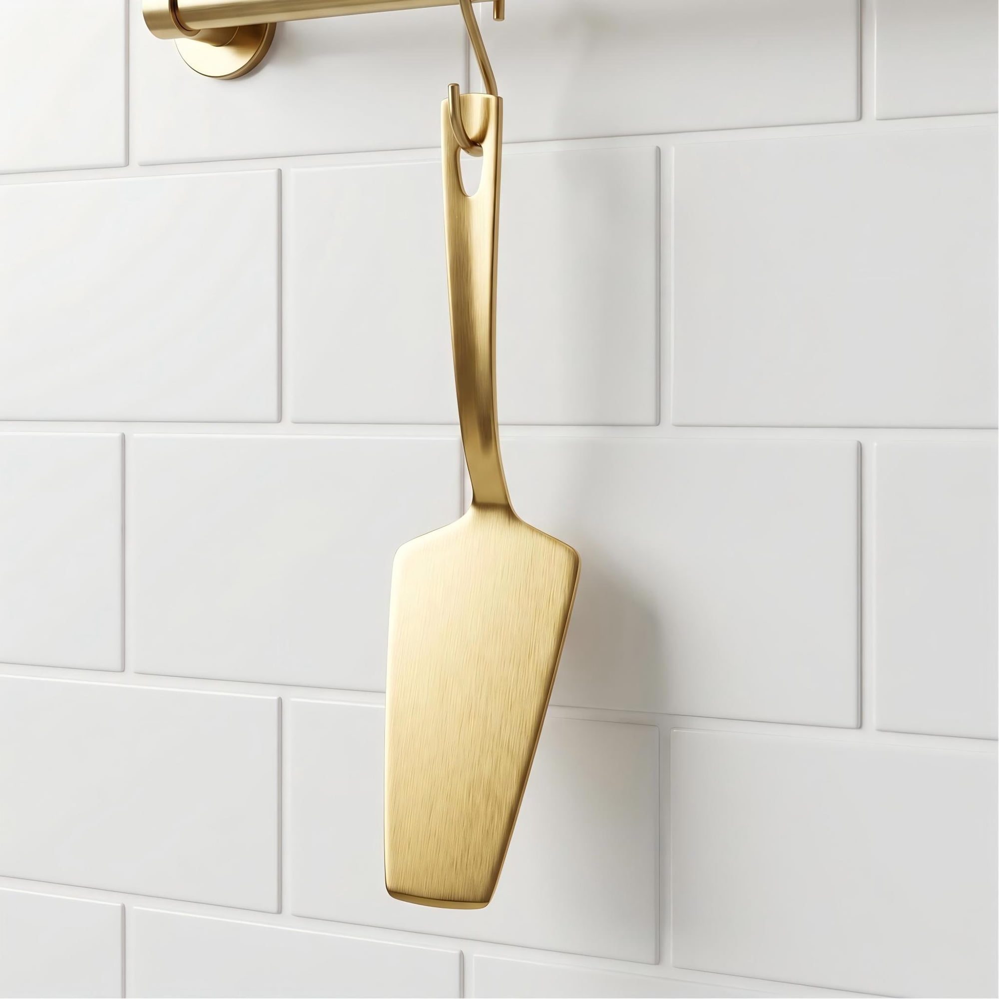 Unique Bargains Kitchen Utensil Heat-Resistant Spatula for Flipping Gold 10.2x2.6 in