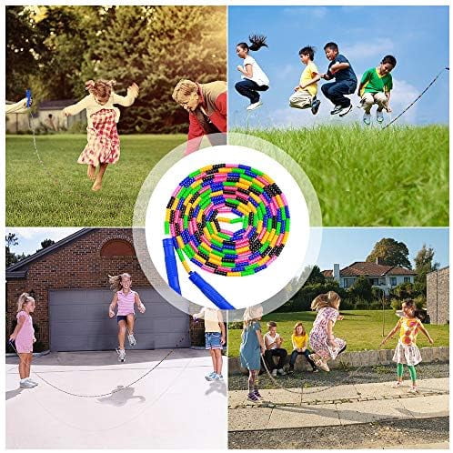 Long Double Dutch Jump Rope 16 Ft 2 Pack, Jump Rope for Kids Adults, Beaded Segmented Skipping Rope