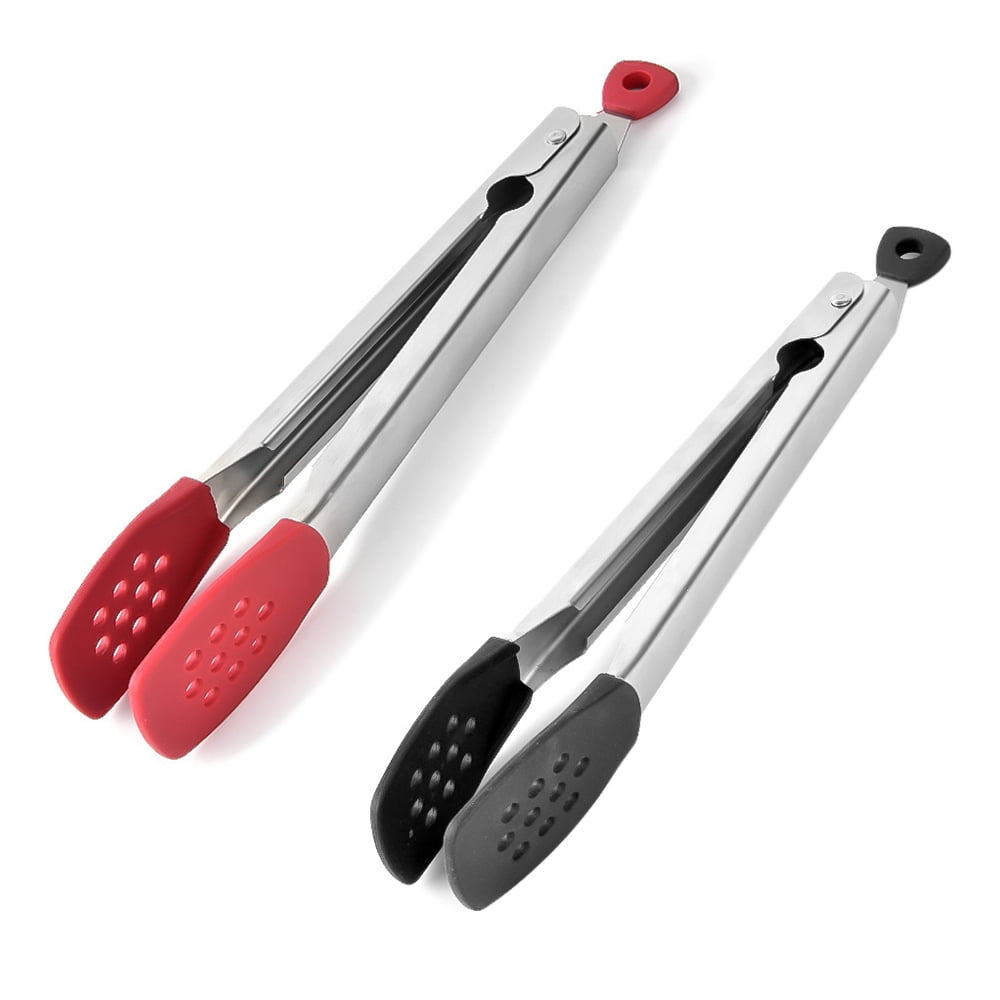 Cooking Tongs Stainless Steel Kitchen Silicone Serving Tongs Heat