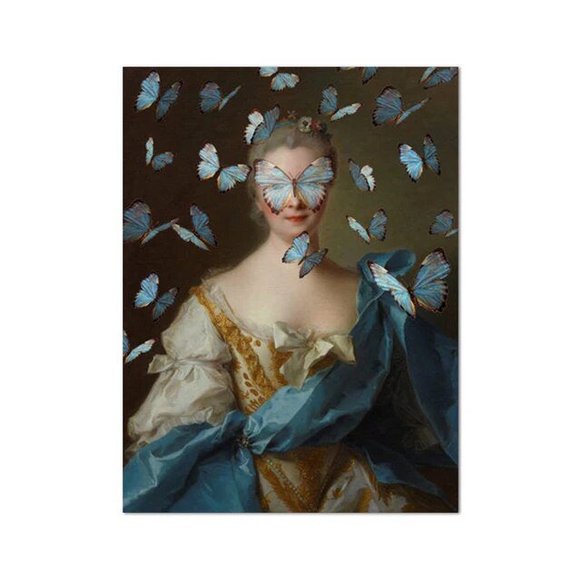 Retrato de corona de mujer, impresiones artísticas alteradas, imagen de pared antigua, póster Vintage, decoración de galería, arte de pared ecléctico, pintura en lienzo
