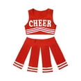 thumbnail image 2 of iiniim Kids Girls Color Block Cheeroutfits Cheer Pattern Crop Vest with Pleated Skirt Size 4-16 Red 16, 2 of 7