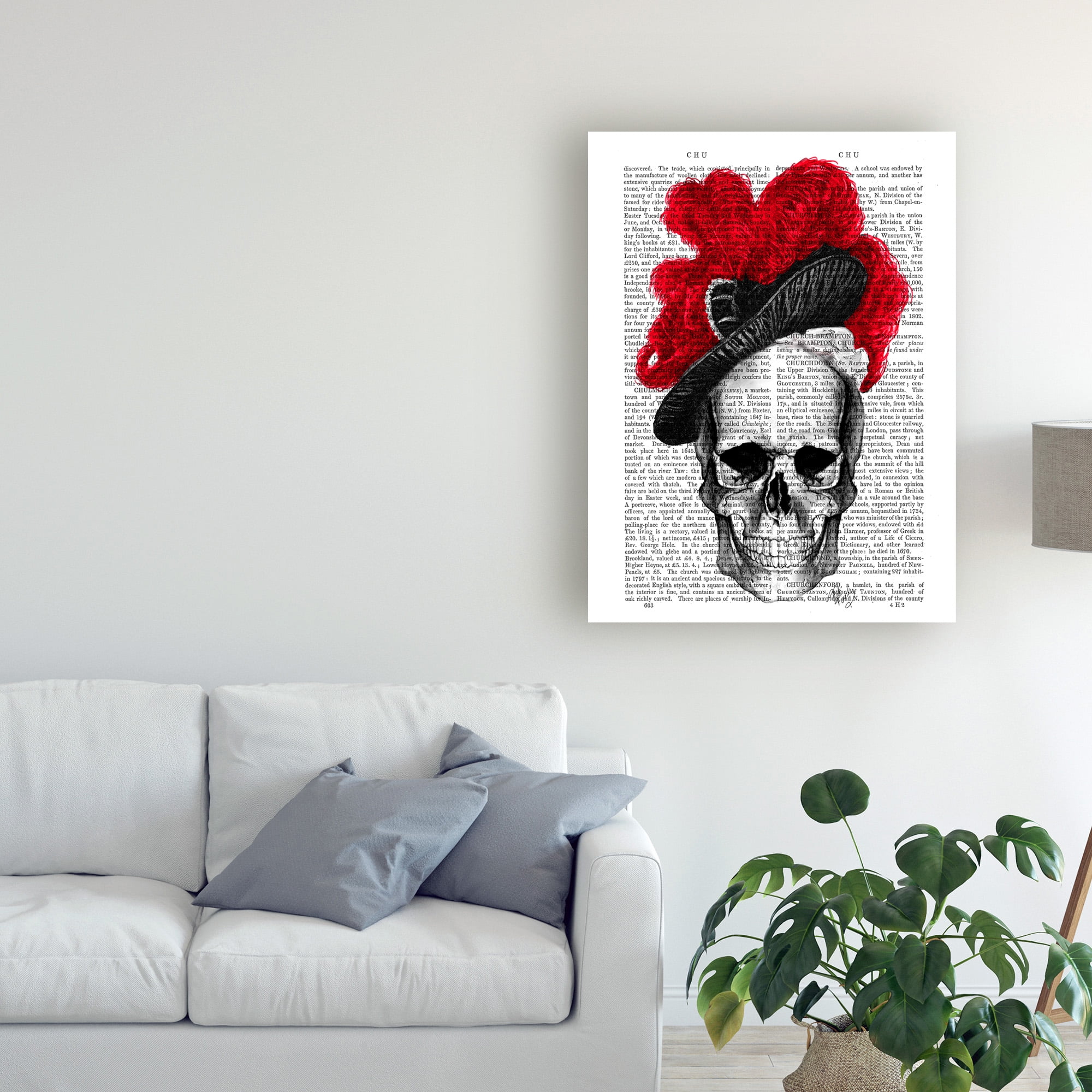 Trademark Fine Art 'Skull with Red Hat' Canvas Art by Fab Funky
