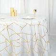 thumbnail image 3 of Balsa Circle 120" White Gold Metallic Geometric Design Polyester Round Tablecloth Catering, 3 of 8