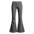 thumbnail image 6 of Resicozy Girls Plaid Flare Pants High Waist School Uniform Y2K Bell Bottoms Back to School Button Trousers with Pockets 5-15 Years Gray 160, 6 of 10