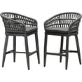 thumbnail image 1 of PURPLE LEAF 24" Counter Height Bar Stools Chair Set of 2, Modern Upholstered Patio Bar Stool with Backrest for Indoor and Outdoor, Kitchen Island, Grey, 1 of 10