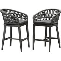 PURPLE LEAF 24" Counter Height Bar Stools Chair Set of 2, Modern Upholstered Patio Bar Stool with Backrest for Indoor and Outdoor, Kitchen Island, Grey