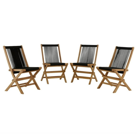 Vienna Folding Chairs Set of 4 in Natural Black