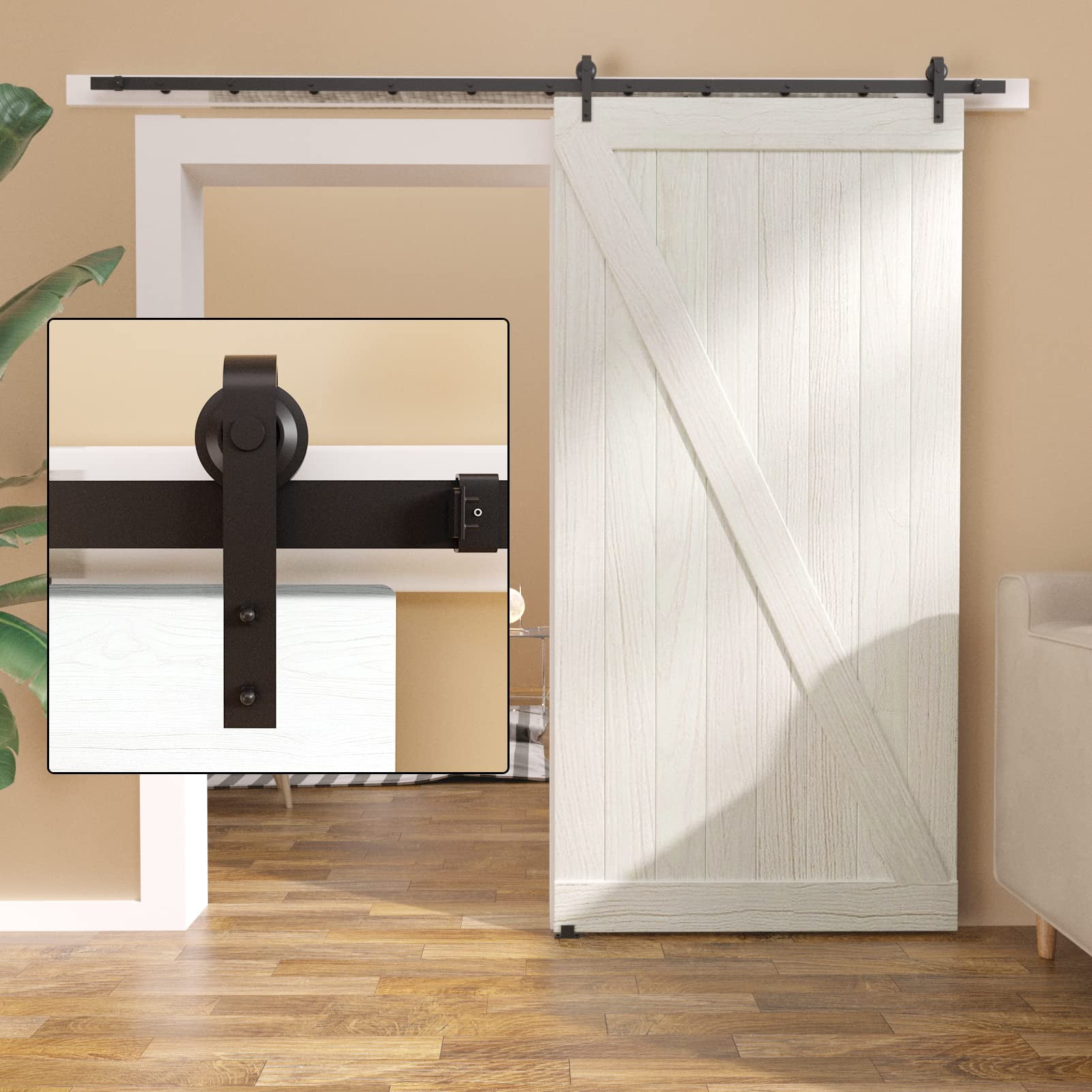 8 Ft Barn Door Hardware KitEasy to Install Smoothly and Quietly