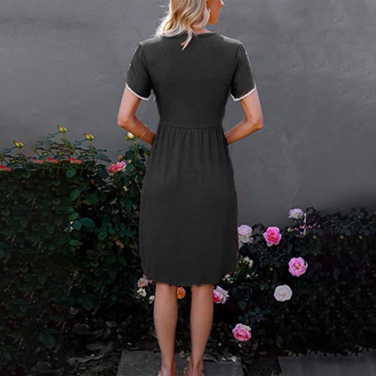 SundryGoods Womens Lounge Short Sleeve Dress for Ladies Boat Neck Long Midi Knee High Long Basic Summer Fall Dress 2026 Clothing Trendy S, Women's, SundryGoods Womens Lounge Short Sleeve Dress for Ladies Boat Neck Long Midi Knee High Long Basic Summer Fall Dress 2026 Clothing Trendy S, Women's,