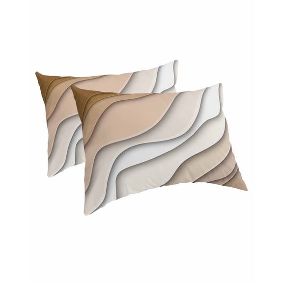 Beige Ombre Pillow Covers King Size 2 Pack, Modern Geometric Abstract Aesthetic Cream Soft Bed Throw Pillowcases Breathable Cooling Long Lumbar Body Pillow Sham Cover for Bed Sofa 20''x36''