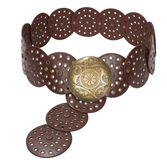 Cinturón vaquero JASGOOD Wide Hollow Disc de piel para mujer
