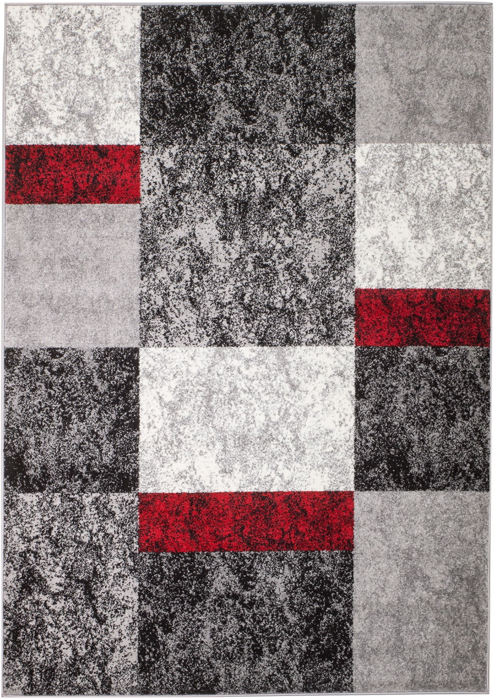 Rio Collection - Gray Red Geometric Premium Area Rug by Rug and Decor