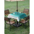 thumbnail image 5 of Square Outdoor Tablecloth with Umbrella Hole Ombre Turquoise Waves Outside Table Cloth Waterproof Patio Table Cover Abstract Art Gradient Modern Zipper Tablecloths for Picnic Party Camping 54x54 Inch, 5 of 8