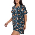 thumbnail image 4 of Vsdgher cute fall fox Pattern Womens Pajamas 2 Piece Short Sleeve Sleepwear Set,Summer Soft Pajamas Set Casual Lounge Sets, 2-Piece Pj -3X-Large, 4 of 8
