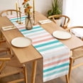 thumbnail image 3 of Teal Pink Striped Table Runner - 70 Inch Long, Kitchen Dining Table Runner Dresser Scarves, Farmhouse Stripes Simple Art Farmhouse Decor for Coffee Tables Wedding Party Banquet, 3 of 8